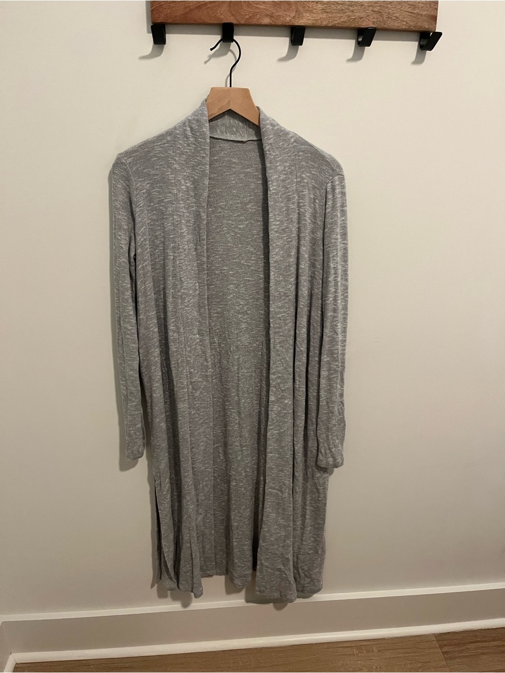 American Eagle Outfitters Heather Gray Open-Front Long Cardigan